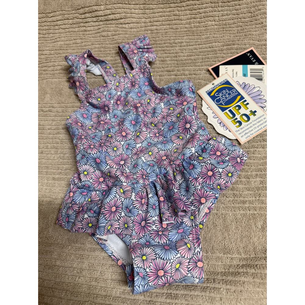 NEW Andy & Even Floral one piece swim suit UPF 50+ Girls Toddler 6-9 month